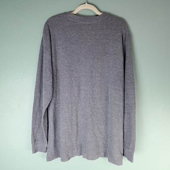 Twitch Men's Purple Embroidered Heart Thermal Henley Long Sleeve Top Gray 2X - Picture 2 of 4